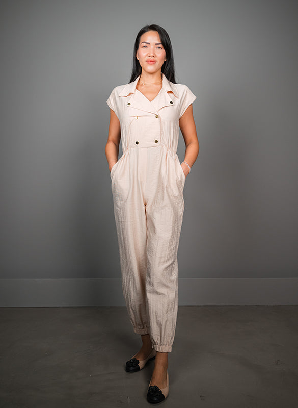 Jumpsuit with gold buttons