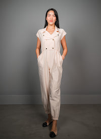 Jumpsuit with gold buttons